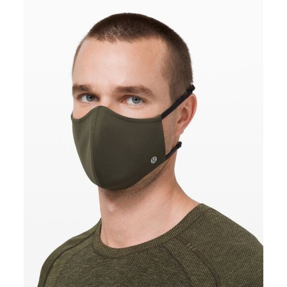 Lululemon Unisex OS Double Strap Face Mask *Ultralu in Dark Olive - Picture 3 of 10
